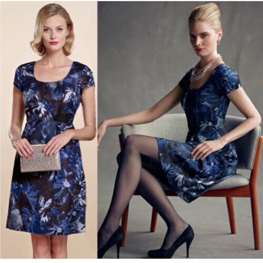Banana Republic Navy and Black Floral Dress